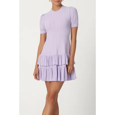 Shoshanna Pointelle Knit Sloan Dress In Purple