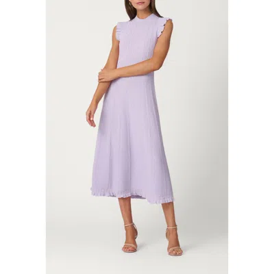 Shoshanna Pointelle Knit Tucker Dress In Purple