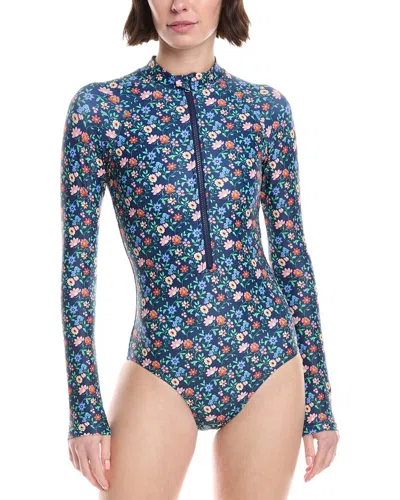 Shoshanna Printed Rashguard One-piece In Blue