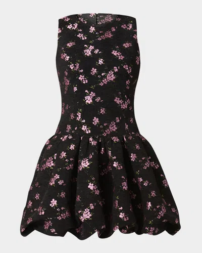 Shoshanna Raffaella Velvet Jacquard Bubble Mini Dress In Black