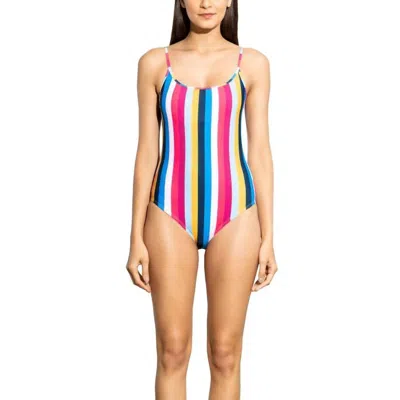 Shoshanna Rainbow Stripe Cami Classic One Piece In Blue