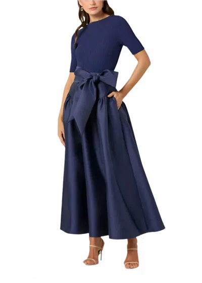 Shoshanna Raquel Gown In Classic Navy In Blue
