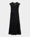 Shoshanna Raven Cap-sleeve Floral Lace Gown In Multi