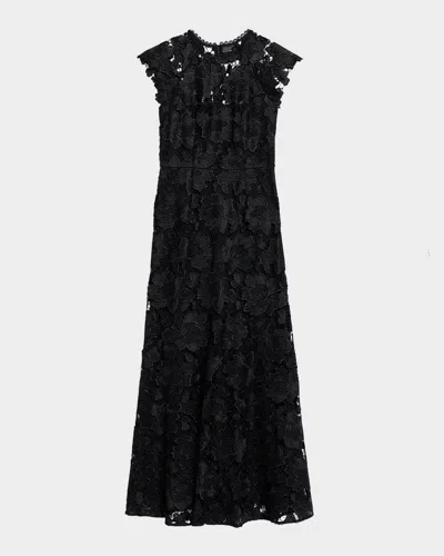 Shoshanna Raven Cap-sleeve Floral Lace Gown In Multi