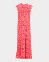 Shoshanna Raven Sleeveless Floral Lace Gown In Orange