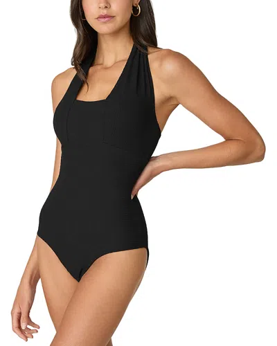 Shoshanna Retro Halter One Piece Swimsuit In Jet