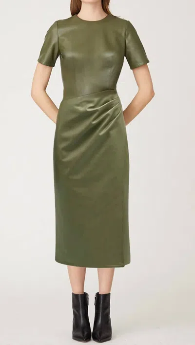 Shoshanna Women's Rhea Vegan Leather Twist Midi-dress In Green