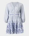 Shoshanna Rory Floral-embroidered Flounce Mini Dress In Blue