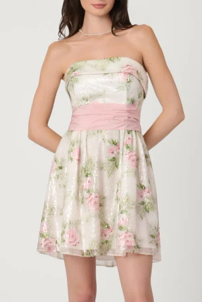 Shoshanna Rose Garden Sequin Midnight Sullivan Dress In White