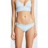 Shoshanna Ruffle Edge Bikini Bottom In Chambray Pinstripe In Blue