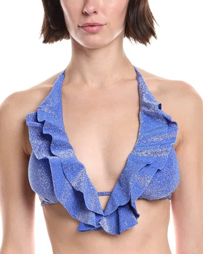 Shoshanna Ruffle Halter Swim Top In Multi