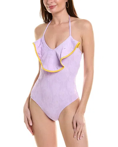 Shoshanna Ruffle Maillot In Purple