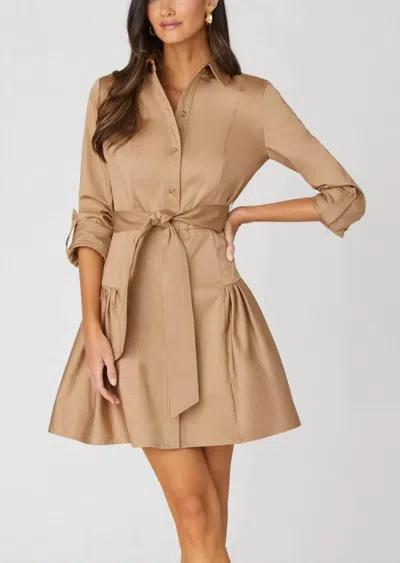 Shoshanna Ruth Dress In Khaki In Green