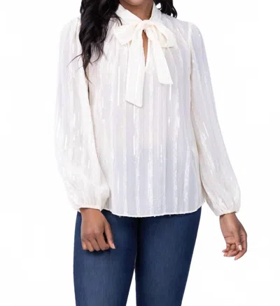 Shoshanna Rye Long Sleeve Top In Ivory In White