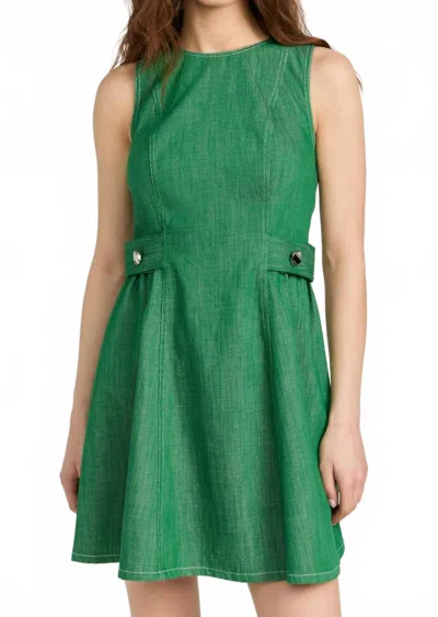 Shoshanna Samara Dress In Spring Green In Animal Print