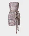 SHOSHANNA SANA STRAPLESS METALLIC MINI DRESS