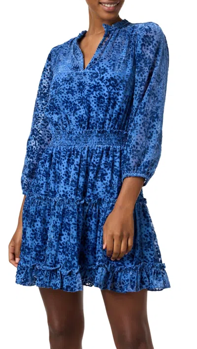Shoshanna Sasha Velvet Dress In Blue Floral