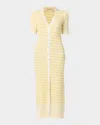 Shoshanna Sawyer Striped Rib-knit Midi Dress In Yellow