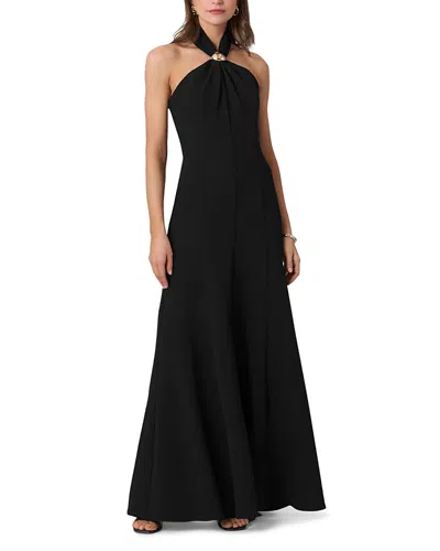 Shoshanna Scottie Crepe Halter Neck Gown In White
