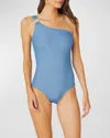SHOSHANNA SEA SHIMMER RING ONE-SHOULDER ONE-PIECE SWIMSUIT