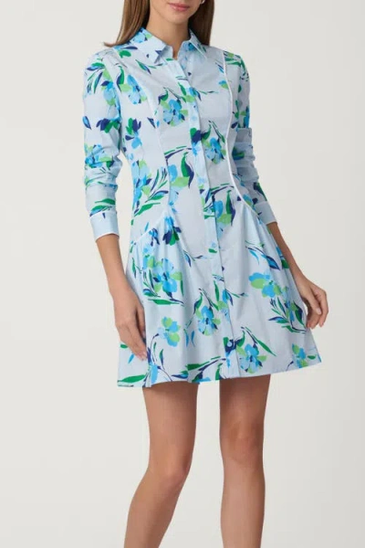 Shoshanna Seabreeze Print Poplin Millie Dress In Blue