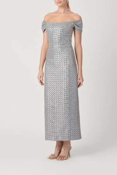 Shoshanna Sequin Embellished Wool Samantha Dress In Blue