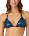Shoshanna Sequined Triangle Bikini Top In Navy