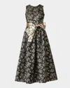 Shoshanna Serra Metallic Floral Jacquard Midi Dress In Jetgold