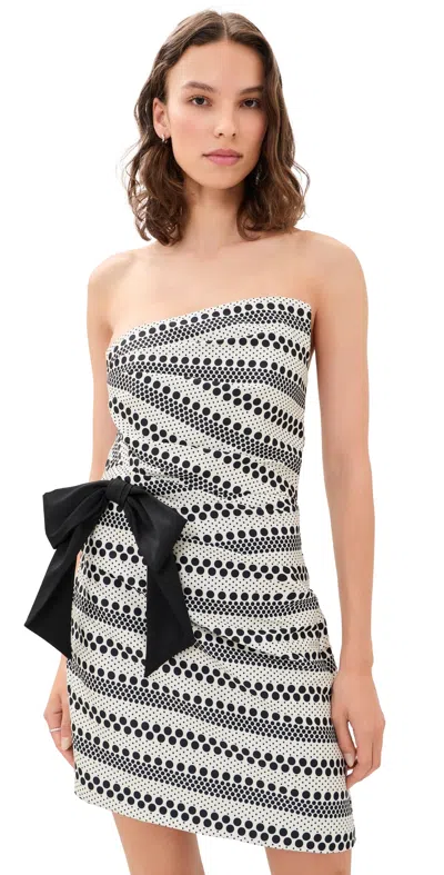 Shoshanna Midnight Striped Polka Dot Mikado Shelley Dress In Multi