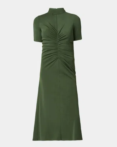 Shoshanna Shelly Mock-neck Stretch Jersey Midi Dress In Green