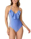 Shoshanna Shimmer One Piece Swimsuit In Blueberry
