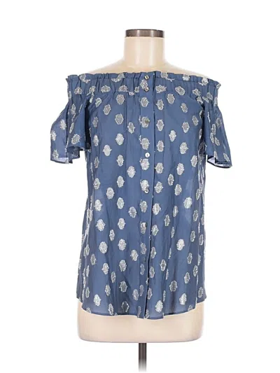 Pre-owned Shoshanna Short Sleeve Blouse In Blue