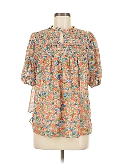 Pre-owned Shoshanna Short Sleeve Blouse In Orange