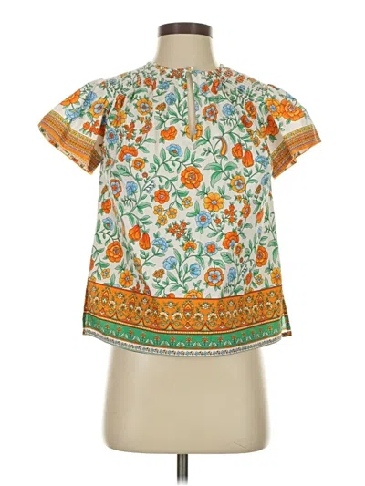 Shoshanna Short Sleeve Blouse In Brown