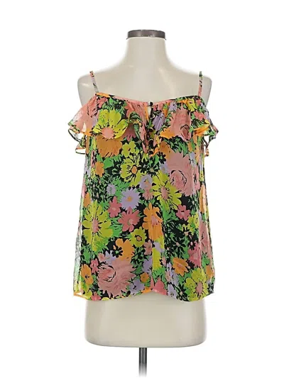 Pre-owned Shoshanna Sleeveless Silk Top Green Cold Shoulder Neckline Tops