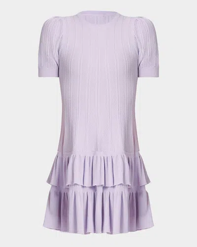 Shoshanna Sloan Pointelle Knit Ruffle Mini Dress In Purple