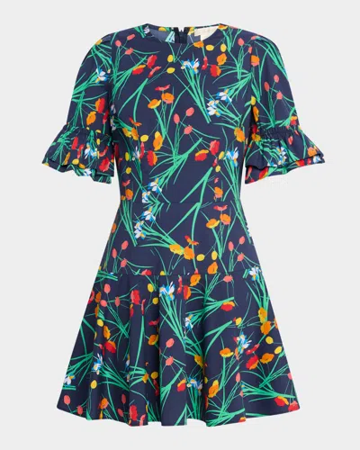 Shoshanna Solange Floral Mini Dress In Navy Multi