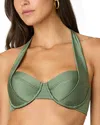 Shoshanna Solid Draped Halter Bikini In Sage