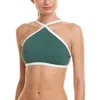 Shoshanna Solid Palm Crossover Halter Bikini Top In Palm Green In Green