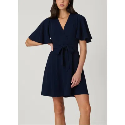 Shoshanna Sophie Flutter-sleeve Crepe Mini Dress In Blue