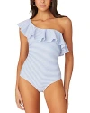 SHOSHANNA STRIPED ONE SHOULDER ONE PIECE SWIMSUIT