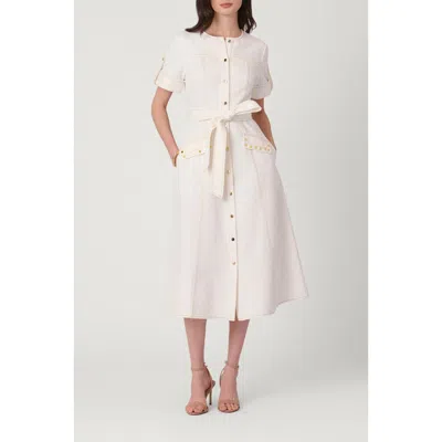 Shoshanna Studded Denim Bethany Dress In Neutral