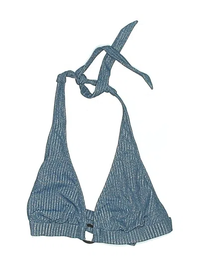 Pre-owned Shoshanna Swimsuit Top Blue Tweed Pattern Swimwear