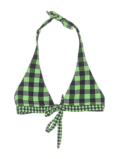 Pre-owned Shoshanna Swimsuit Top Green Plaid Pattern Swimwear