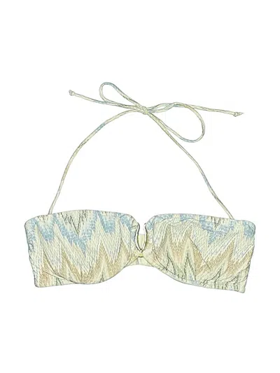 Pre-owned Shoshanna Swimsuit Top Ivory Chevron/herringbone Pattern Swimwear