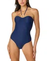 Shoshanna Textured Cinched One Piece Swimsuit In Navy