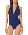 SHOSHANNA TEXTURED HALTER ONE PIECE SWIMSUIT