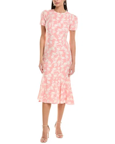 Shoshanna Thompson Linen-blend Midi Dress In Pink