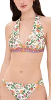 Shoshanna Toulouse Floral Ring Halter Bikini Top Raspberry Multi In Raspberry Multi