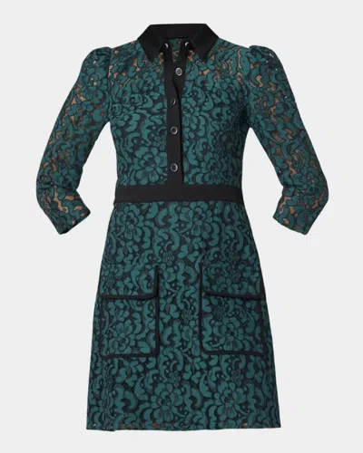 Shoshanna Tracey Corded Lace Mini Dress In Green